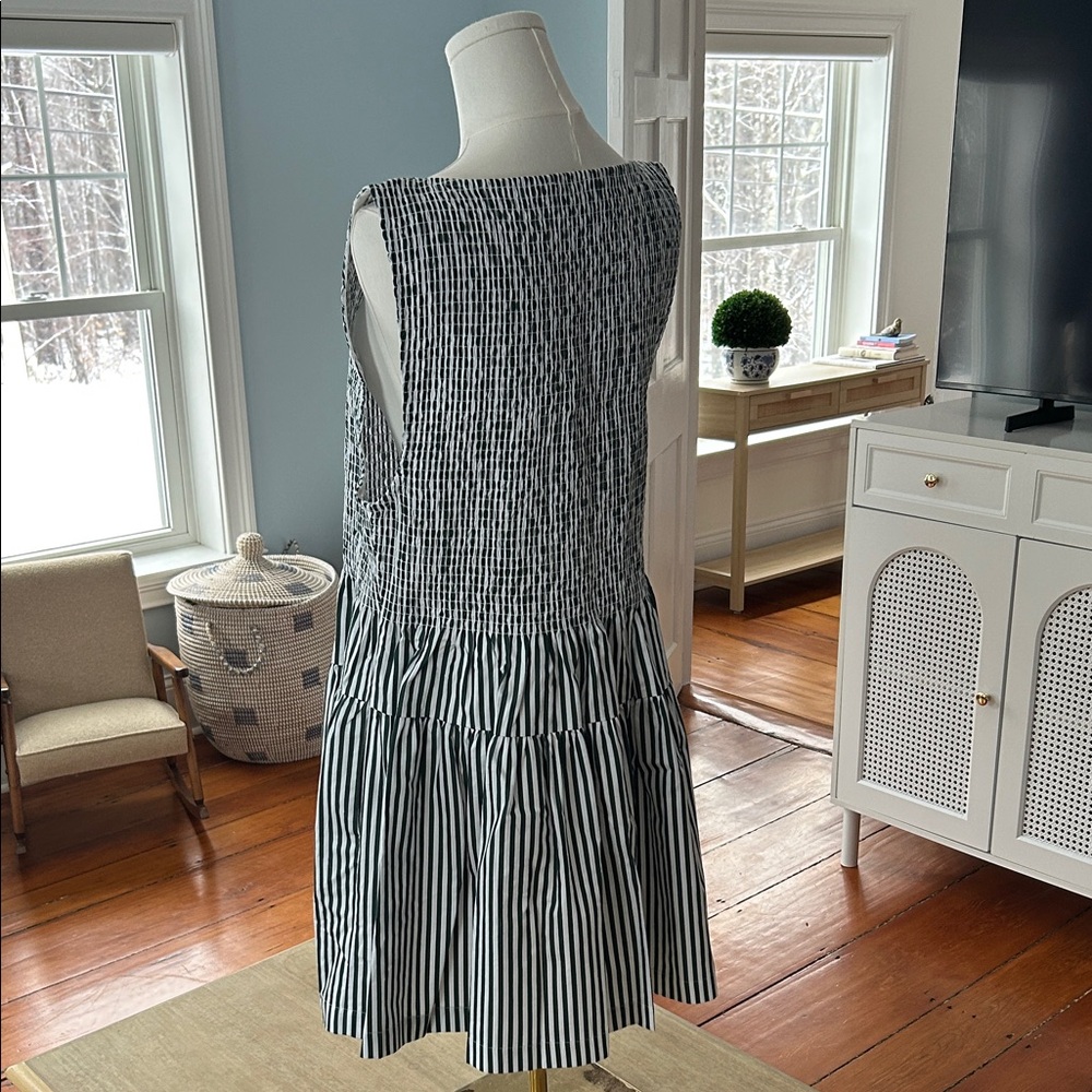 Hill House Striped Smocked Mini Dress in Black and White - Picture 2 of 2